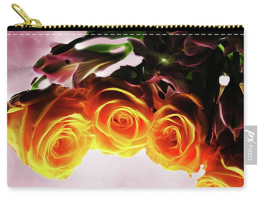 Mini Orange Roses on Pink - Carry-All Pouch