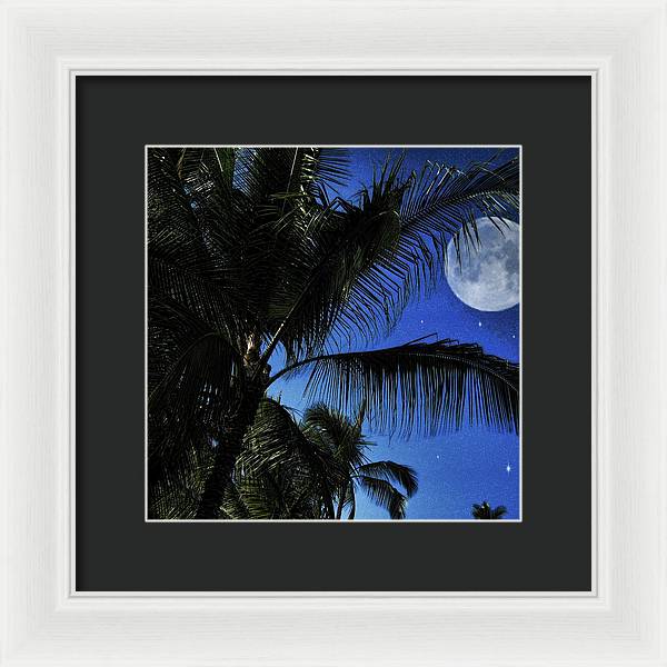 Moon Over Palm Trees - Framed Print