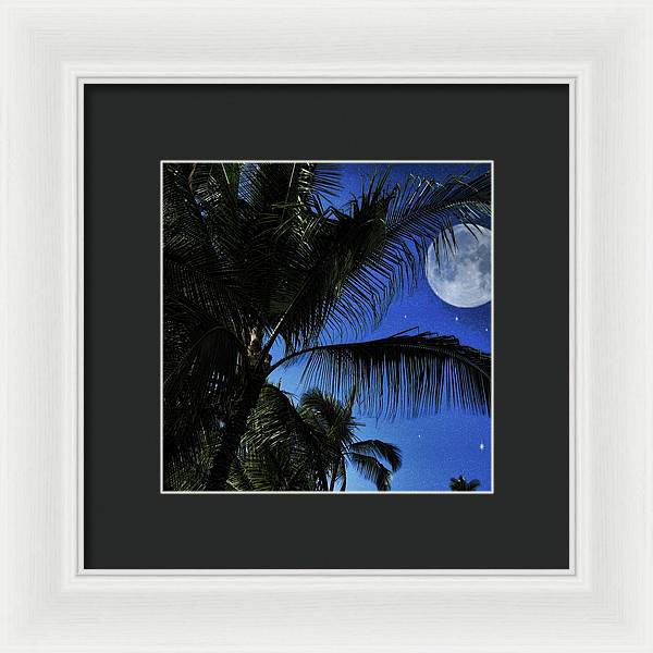 Moon Over Palm Trees - Framed Print