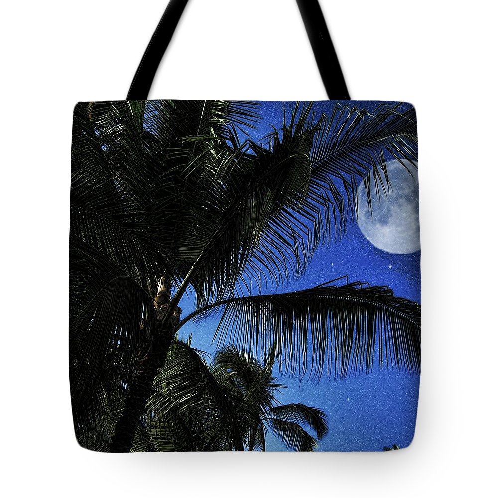 Moon Over Palm Trees - Tote Bag