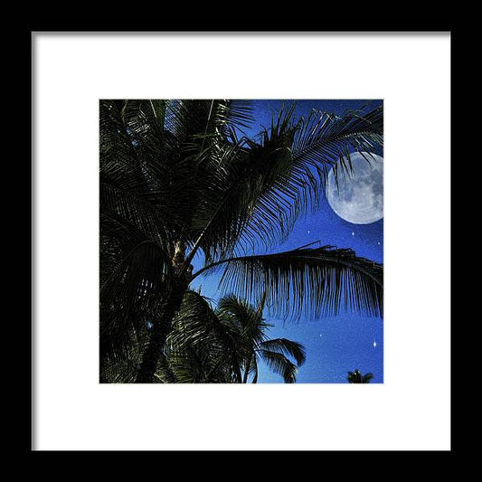 Moon Over Palm Trees - Framed Print