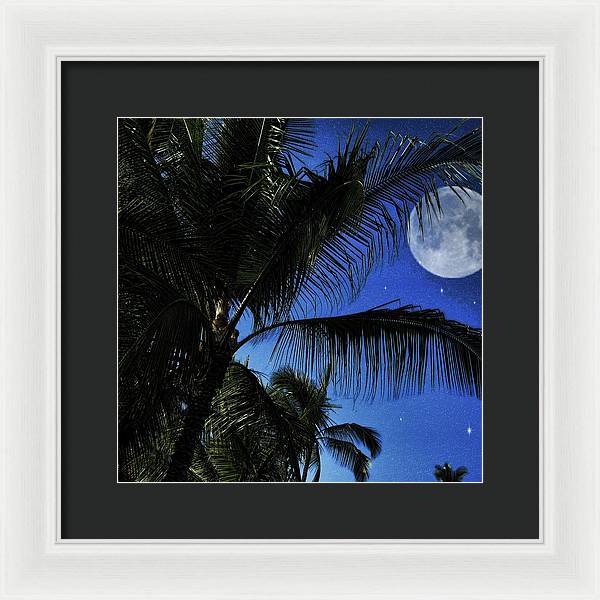 Moon Over Palm Trees - Framed Print