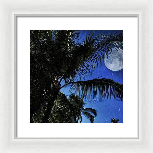 Moon Over Palm Trees - Framed Print