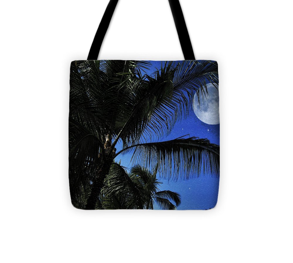 Moon Over Palm Trees - Tote Bag