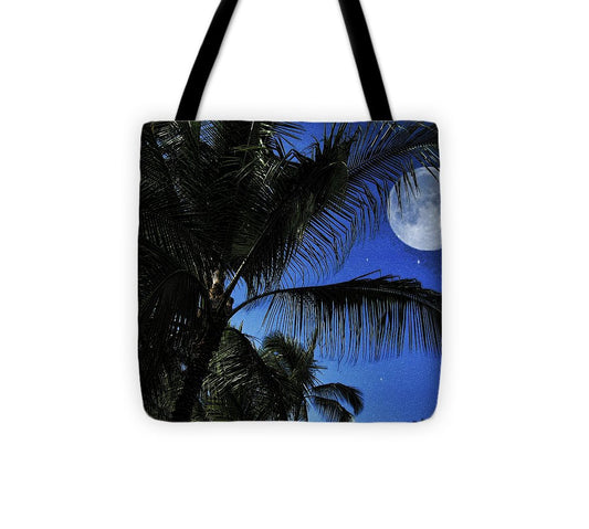 Moon Over Palm Trees - Tote Bag
