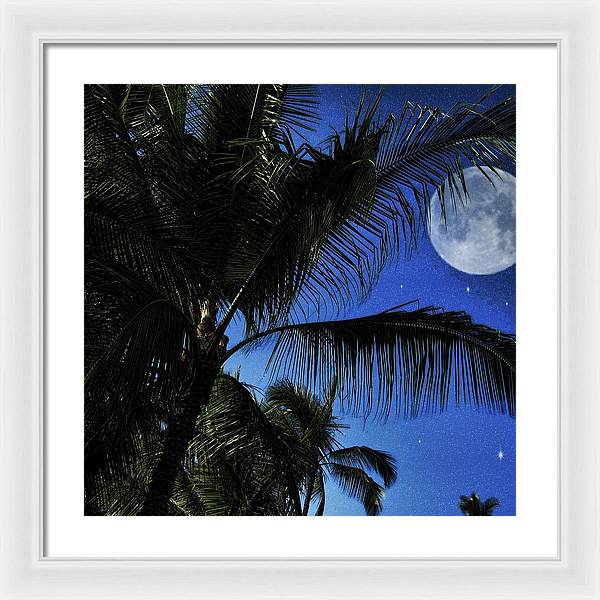 Moon Over Palm Trees - Framed Print