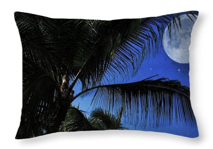 Moon Over Palm Trees - Throw Pillow