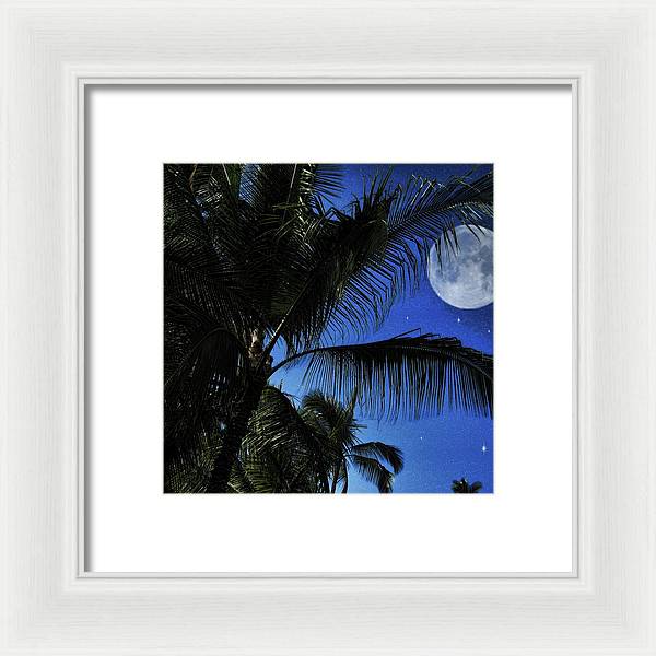 Moon Over Palm Trees - Framed Print