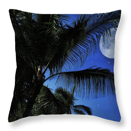 Moon Over Palm Trees - Throw Pillow