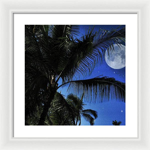 Moon Over Palm Trees - Framed Print