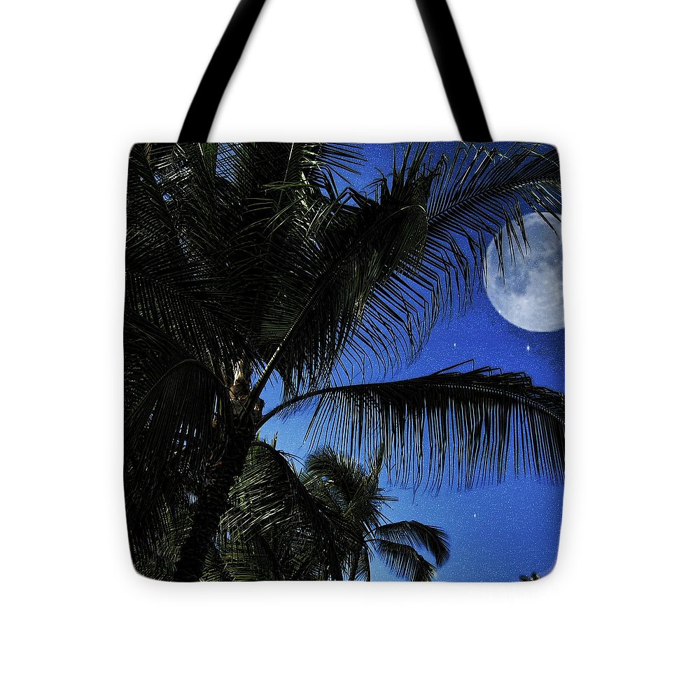 Moon Over Palm Trees - Tote Bag