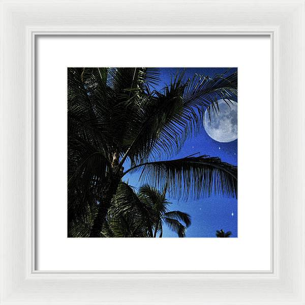 Moon Over Palm Trees - Framed Print