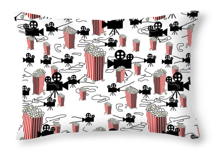 Movie Pattern With Popcorn - Throw Pillow