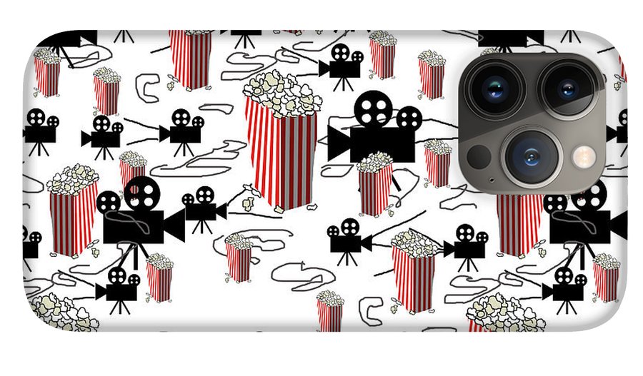 Movie Pattern With Popcorn - Phone Case