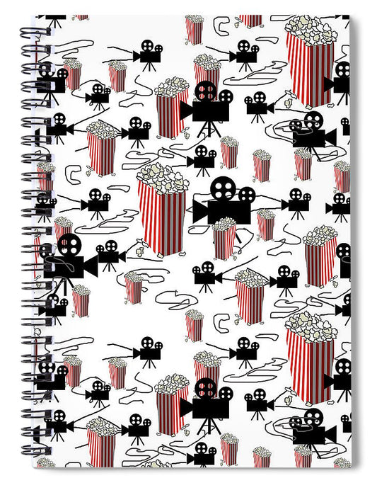 Movie Pattern With Popcorn - Spiral Notebook