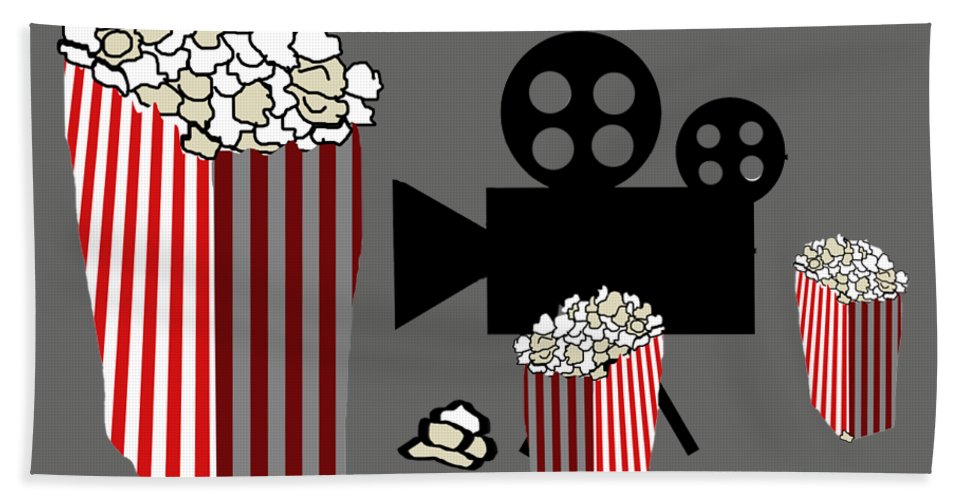 Movie Reels and Popcorn - Bath Towel