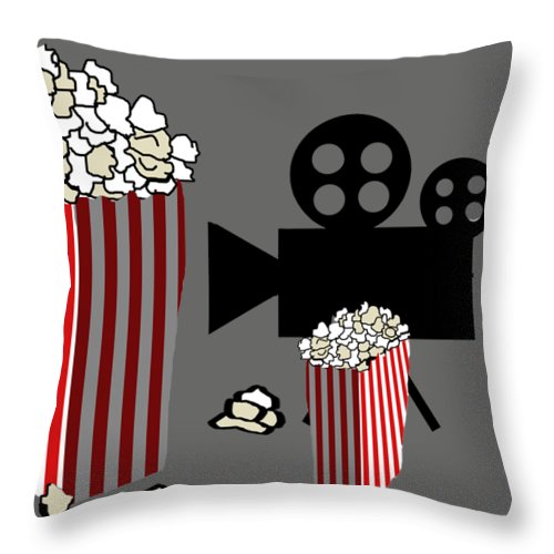 Movie Reels and Popcorn - Throw Pillow