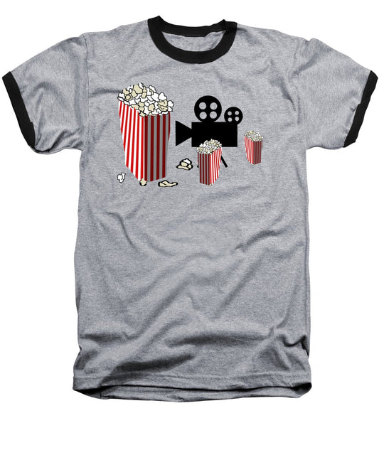 Movie Reels and Popcorn - Baseball T-Shirt