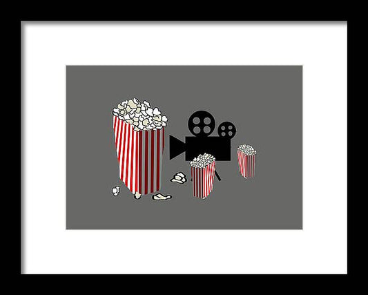 Movie Reels and Popcorn - Framed Print