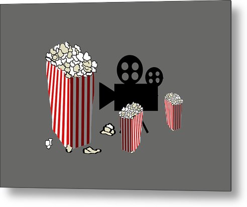 Movie Reels and Popcorn - Metal Print
