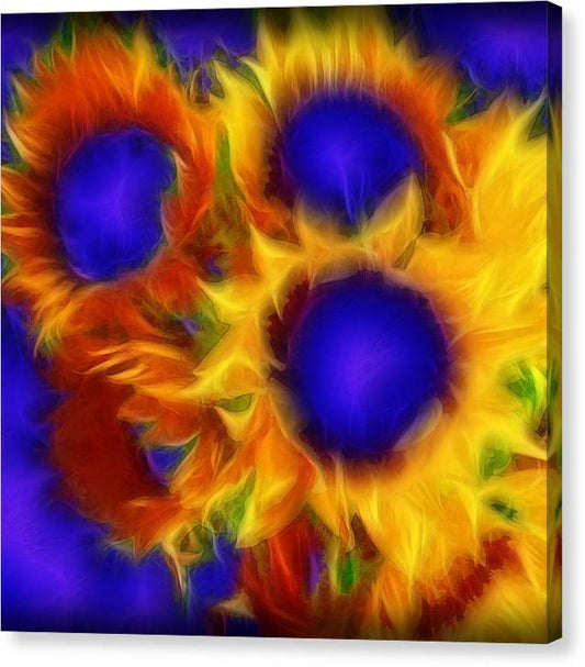 Neon Sunflowers - Canvas Print