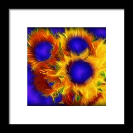 Neon Sunflowers - Framed Print