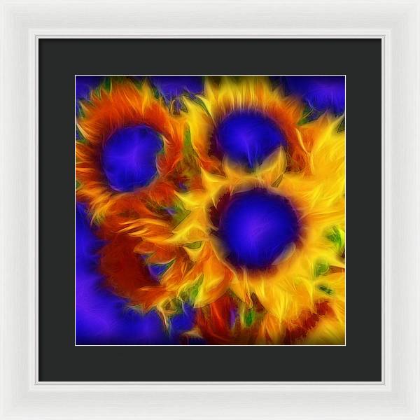 Neon Sunflowers - Framed Print