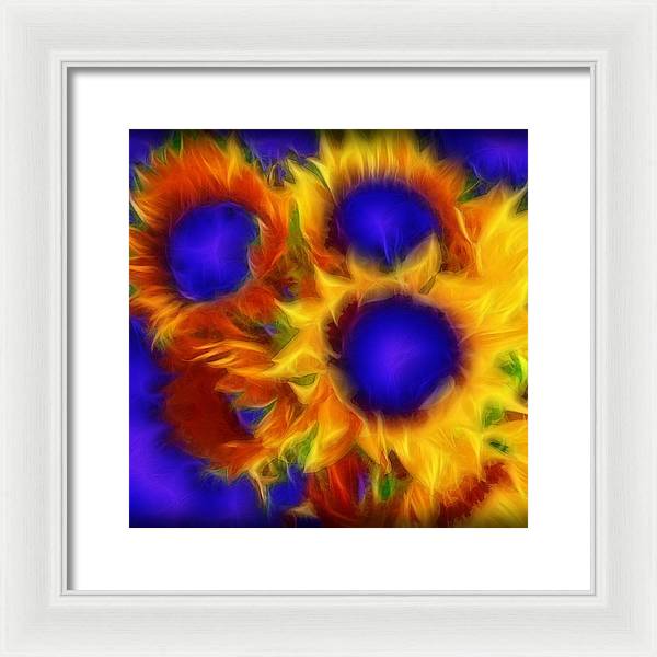 Neon Sunflowers - Framed Print