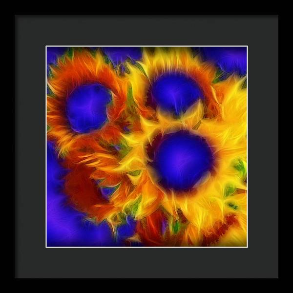 Neon Sunflowers - Framed Print