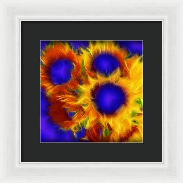 Neon Sunflowers - Framed Print