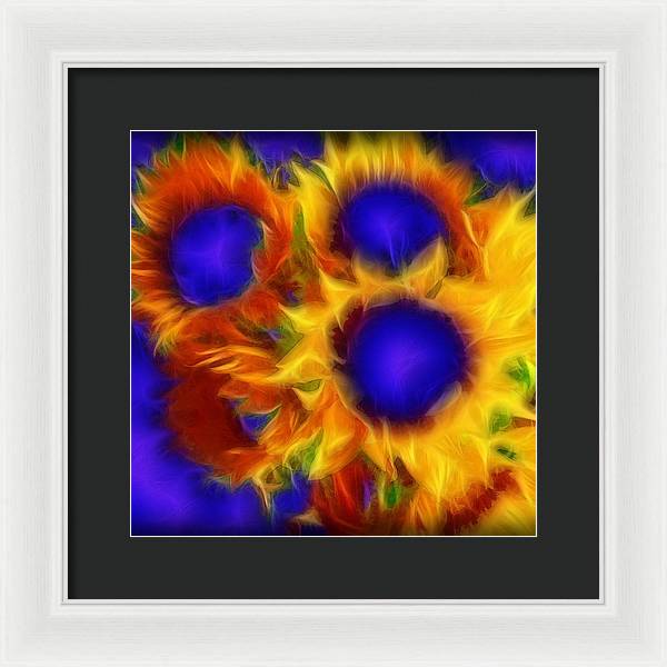 Neon Sunflowers - Framed Print