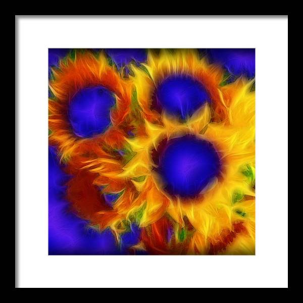 Neon Sunflowers - Framed Print