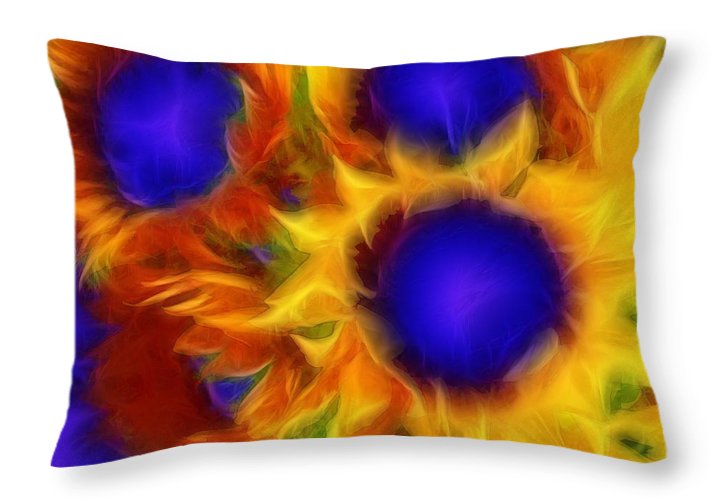 Neon Sunflowers - Throw Pillow