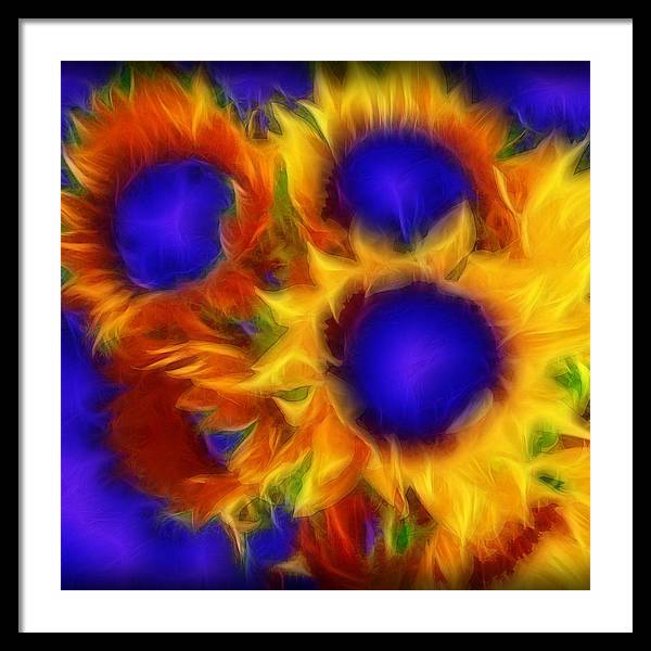 Neon Sunflowers - Framed Print