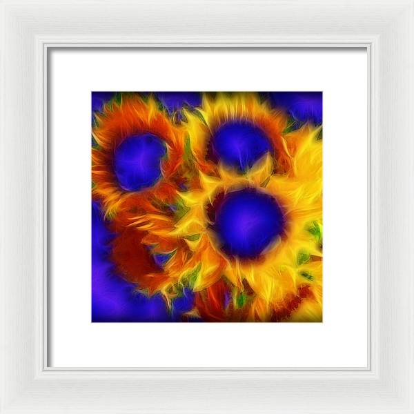 Neon Sunflowers - Framed Print