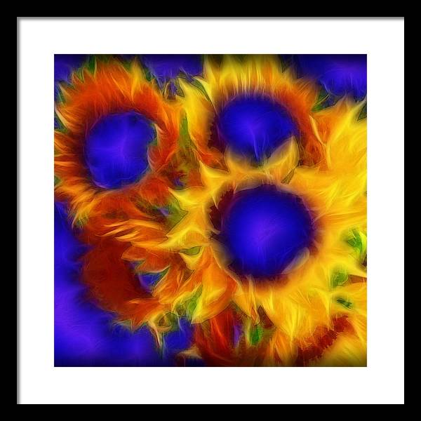 Neon Sunflowers - Framed Print