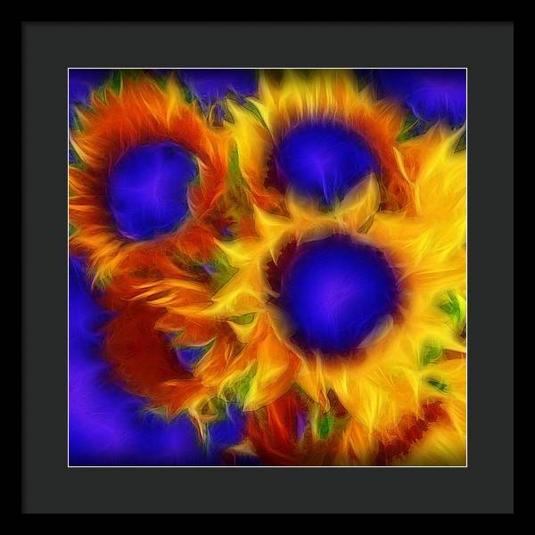 Neon Sunflowers - Framed Print