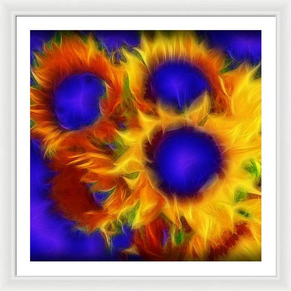 Neon Sunflowers - Framed Print