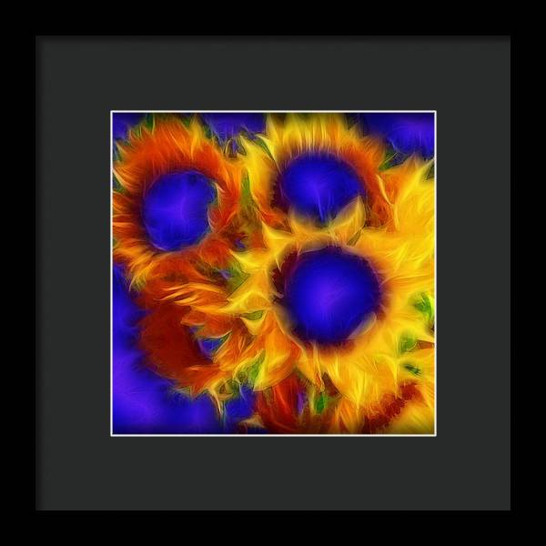 Neon Sunflowers - Framed Print