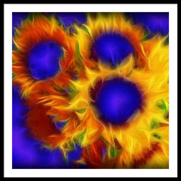 Neon Sunflowers - Framed Print