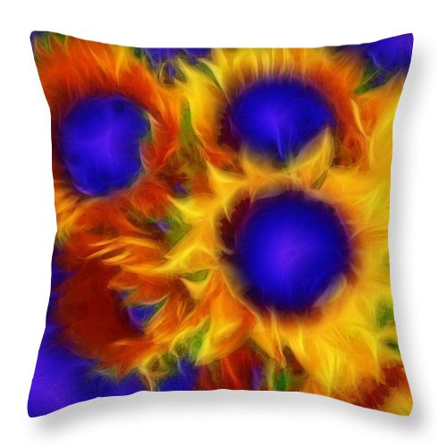 Neon Sunflowers - Throw Pillow