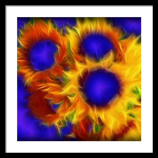 Neon Sunflowers - Framed Print