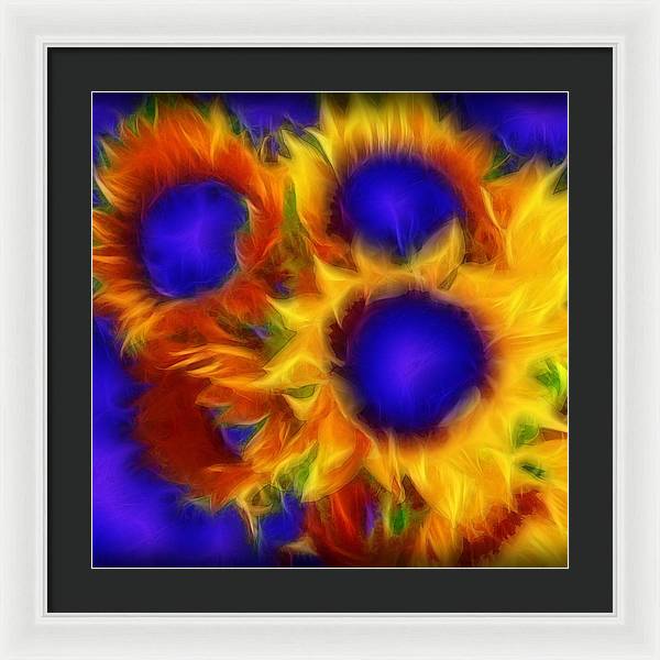 Neon Sunflowers - Framed Print