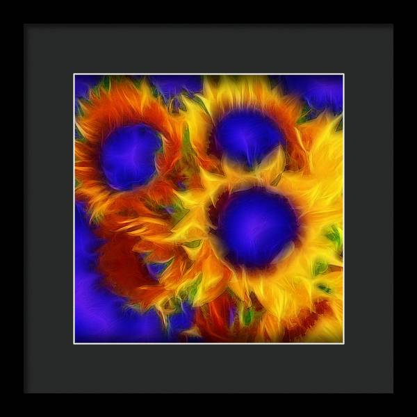 Neon Sunflowers - Framed Print