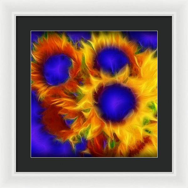 Neon Sunflowers - Framed Print