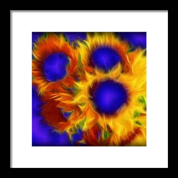 Neon Sunflowers - Framed Print