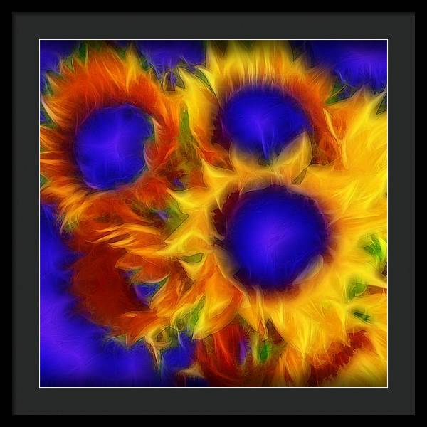 Neon Sunflowers - Framed Print