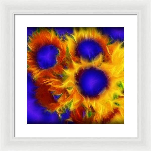 Neon Sunflowers - Framed Print