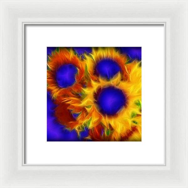 Neon Sunflowers - Framed Print