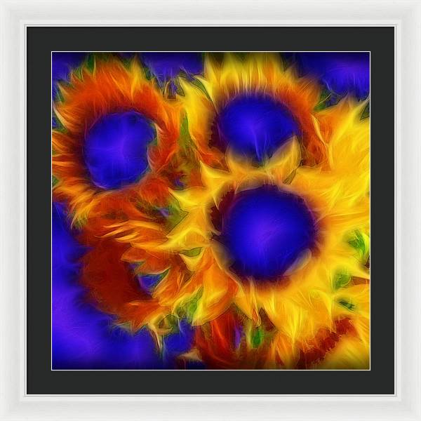 Neon Sunflowers - Framed Print